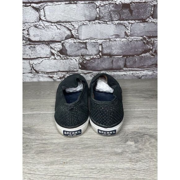 Sperry Seaside Perforated Black Suede Leather Slip On Shoes Sneakers 8M US/39EU - Picture 4 of 16